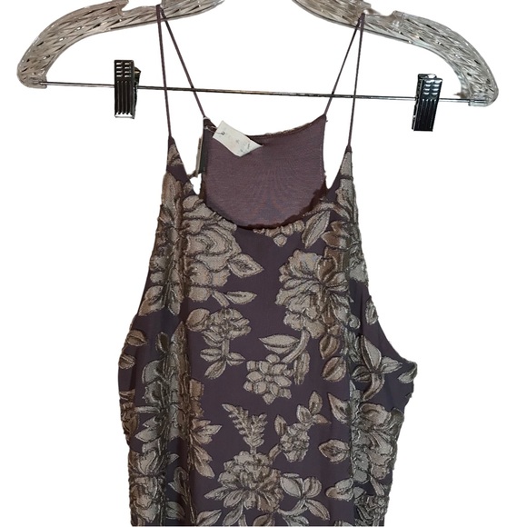 Lazy Sundays Women's Floral Halter Dress Sleeveless Purple Tan Size M NWT - Picture 2 of 14